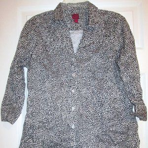 212 Collection Black & White Print Collared Top XL